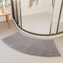 Ibuyke - Tapis de douche rond festonné, tapis de douche quart de rond en microfibre, lavable en machine, antidérapant, gris, 40x100cm Absorbant l'eau