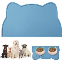 Tapis de gamelle pour chien et chat, 44 x 24 cm en forme de tête de chat mignon pour animal de compagnie, tapis anti-dérapant, tapis d'alimentation