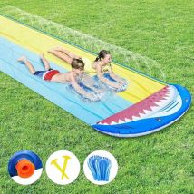 Tapis de Glisse à Eau Toboggan Gonflable Piscine à Double avec 2 Planches de Bodyboard pour Enfants Adultes Jeu Eau Jardin Plein Air ,Boogie board
