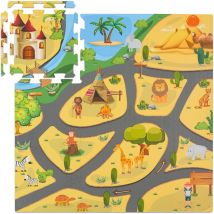 Tapis de jeu au design safari, 21 pièces en tout, en mousse sans substances nocives, multicolore - Relaxdays