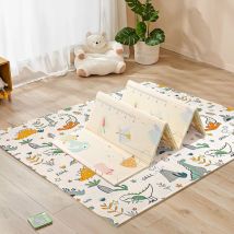 Yoleo - Tapis de Jeu Bébé Double Face - Petit Dinosaure + Fête d'anniversaire de l'ours 200x180cm,Tapis d'éveil Enfant Pliable Imperméable Réversible