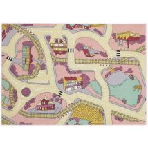 AWE - Tapis de jeu circuit - Playtime Sable Rose - 95 cm x 133 cm - Multicolor