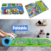 Tapis de Jeu Circuit Voiture de Course Tapis Rampant pour Bébé Enfant Tapis Pique-nique - 130x160x0.5cm