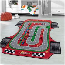 J&kids - Tapis de jeu pour garçon Car Rouge 160x230