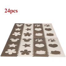 Skecten - Tapis de Jeu Puzzle Mousse Souple 24 Pièces, Tapis de Jeux et d'éveil, Tapis de Puzzles, Marron Beige