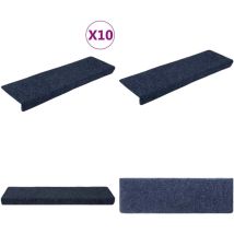 Tapis de marches d'escalier 10 pcs 65x21x4 cm Aiguilleté - Tapis D'escalier - Tapis Marche - Décoration Escalier - Protection Glisse - Antidérapant