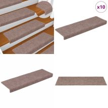 Tapis de marches d'escalier 10 pcs crème 65x21x4 cm aiguilleté - Tapis D'escalier - Tapis Marche - Décoration Escalier - Protection Glisse
