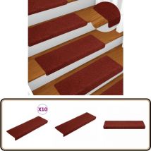 Tapis de marches d'escalier 10pcs Bordeaux 65x21x4cm Aiguilleté - Tapis D'escalier - Tapis Marche - Décoration Escalier - Protection Glisse - Tapis