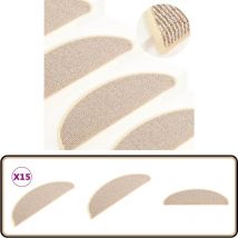 Tapis de marches d'escalier 15 pcs Blanc et marron 56x17x3 cm - Tapets D'escaliers - Tapis Marche Escalier - Protection Escalier - Antidérapant
