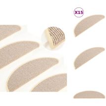 Tapis de marches d'escalier 15 pcs Blanc et marron 56x17x3 cm - Tapets D'escaliers - Tapis Marche Escalier - Protection Escalier - Antidérapant