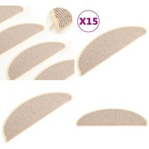 Tapis de marches d'escalier 15 pcs Blanc et marron 56x17x3 cm - Tapets D'escaliers - Tapis Marche Escalier - Protection Escalier - Antidérapant