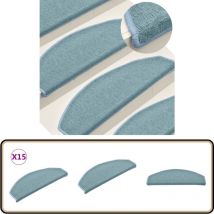 Tapis de marches d'escalier 15 pcs Bleu 65x24x4 cm - Tapis D'escalier - Protection Escalier - Tapis Marche Escalier - Antidérapant - Lavable