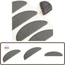 Tapis de marches d'escalier 15 pcs Gris 56x17x3 cm - Tapis D'escalier - Protection Escalier - Tapis Marche Escalier - Antidérapant - Lavable