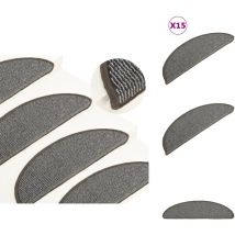 Tapis de marches d'escalier 15 pcs Gris 56x17x3 cm - Tapis D'escalier - Protection Escalier - Tapis Marche Escalier - Antidérapant - Lavable