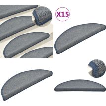 Tapis de marches d'escalier 15 pcs Gris clair et bleu 56x17x3cm - Tapis D'escalier - Protection Escalier - Tapis Marche Escalier - Antidérapant