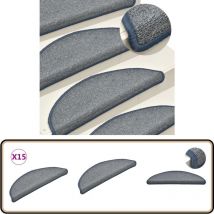 Tapis de marches d'escalier 15 pcs Gris clair et bleu 56x17x3cm - Tapis D'escalier - Protection Escalier - Tapis Marche Escalier - Antidérapant