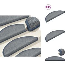 Tapis de marches d'escalier 15 pcs Gris clair et bleu 56x17x3cm - Tapis D'escalier - Protection Escalier - Tapis Marche Escalier - Antidérapant
