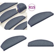 Tapis de marches d'escalier 15 pcs Gris foncé et bleu 65x24x4cm - Tapis D'escalier - Protection Escalier - Tapis Marche Escalier - Antidérapant