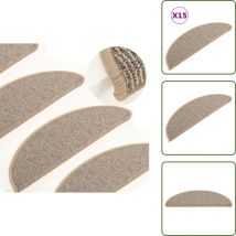 Vidaxl - Tapis de marches d'escalier 15 pcs Marron 56x17x3 cm - Tapis D'escalier - Protection Escalier - Tapis Marche Escalier - Antidérapant