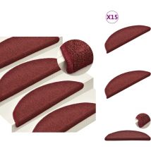 Tapis de marches d'escalier 15 pcs Rouge 56x17x3 cm - Tapis D'escalier - Protection Escalier - Tapis Marche Escalier - Antidérapant - Lavable