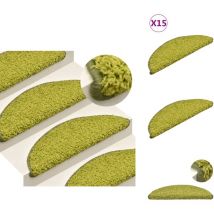 Tapis de marches d'escalier 15 pcs Vert 56x17x3 cm - Tapis D'escalier - Protection D'escalier - Protections D'escalier - Tapis De Marche D'escalier
