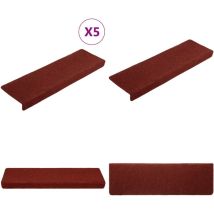 Tapis de marches d'escalier 5 pcs Bordeaux 65x21x4cm Aiguilleté - Tapis D'escalier - Tapis Marche - Décoration Escalier - Protection Glisse - Tapis