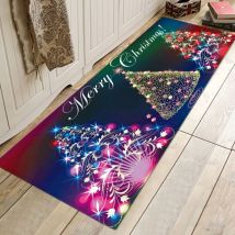 Tapis de Noël antidérapant imprimé Noël, tapis de couloir lavable et antidérapant pour décorations de Noël - A2