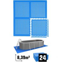 Tapis de Piscine 8,4 m² - 24 Tapis de Sol EVA 62x62 Jeu de Dalles de Protection