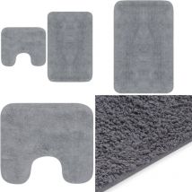 Vidaxl - Tapis de salle de bain 2 pcs Tissu Gris - tapis de bain - tapis de salle de bain - Home & Living - Gris