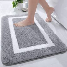Linghhang - Tapis de salle de bain antidérapant - 40x60 cm - gris, tapis de salle de bain en microfibre douce, tapis de salle de bain en peluche