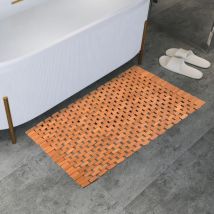 Yoleo - Tapis de salle de bain en Bois de teck,Pieds en caoutchouc antidérapants,Tapis de douche 70 x 50 cm
