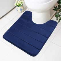 Linghhang - Tapis de salle de bain en mousse à mémoire de forme (bleu marine), 50x60 cm, design antidérapant, doux et absorbant, adapté aux toilettes