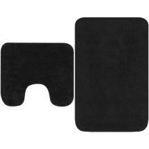 Le Poisson Qui Jardine - Tapis de salle de bain Gris Anthracite + Tapis de wc - Toilettes - Gris Anthracite