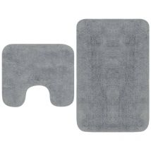 Tapis de salle de bain Gris + Tapis de wc - Toilettes - Gris