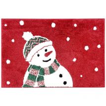 Feiyue - Tapis de salle de bain Joyeux Noël Tapis de bain de Noël rouge Décor Tapis de fête Tapis de bain décoratifs de vacances Tapis de bain mignon