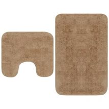 Tapis de salle de bain Marron + Tapis de wc - Toilettes - Marron