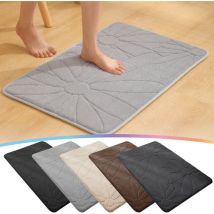Tapis de salle de bain, matelassé et brodé, en coton à mémoire de forme, absorbant, ultra doux et antidérapant, pour douche, baignoire, chambre à