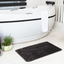 Tapis de Salle de Bain Lavable Antidérapant Gris 80x50 cm - Surya