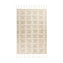 Tapis Bohème Tissé Fait à la Main "Bohist" Crème & Kaki 160 x 230 cm