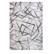 Tapis De Salon Design Géométrique Moderne Poil Court Double Marron Mar001