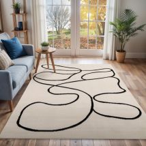 Surya - Tapis Scandinave Bohème Blanc/Noir 152x213 cm