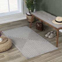 Surya - Tapis Intérieur/Extérieur à Effet 3D et Relief Gris 80x150 cm