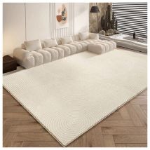 Vicmhuang - Tapis De Salon Chambre - Peluche Courte Haute Densité - Motifs Géométriques Crème - Antidérapant 120x170cm