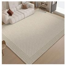 Vicmhuang - Tapis De Salon Chambre - Peluche Courte Haute Densité - Motifs Géométriques Crème - Antidérapant 120x170cm