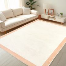 Vicmhuang - Tapis De Salon Motifs géométriques Tapis Lavable en Machine avec Support Antidérapant, Beige 160x230cm