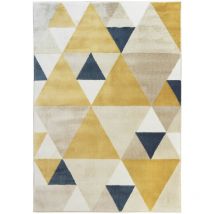 Alecto - new tao - Tapis motifs triangles jaune et bleu 120x160
