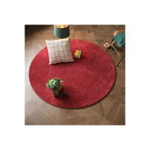 Décoweb - Tapis de salon rond en velours - Feelings Balsan - Rouge passion - ø 150 cm