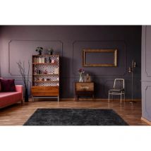 Lalee - Tapis de salon uni shaggy doux Twist Anthracite 80x150