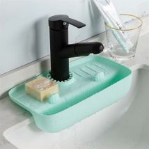 Sunxury - Tapis de séchage en silicone avec poignée de robinet et porte-éponge, porte-éponge pour évier de cuisine, tapis de séchage pour comptoir de