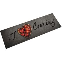 Tapis de cuisine lavable texte Cooking 45x150 cm velours Vidaxl